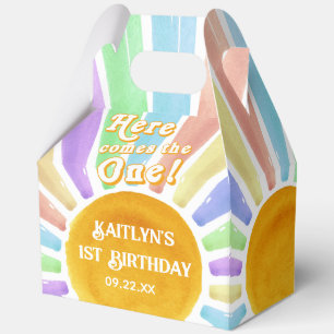 Here Comes The One! Retro Boho Sun 1st Birthday Favour Box