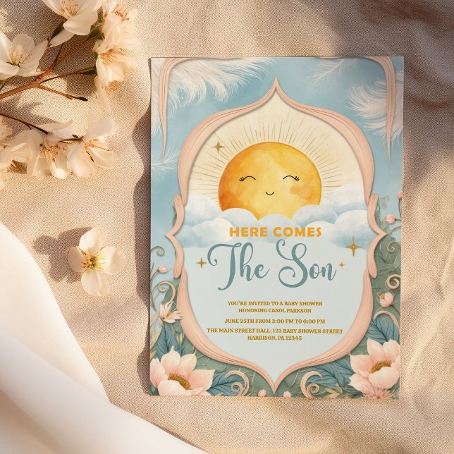 Here Comes the Son Baby Boy Baby Shower Invitation (Here Comes the Son Baby Boy Baby Shower)