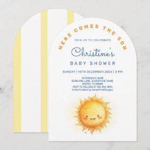Here comes the son Baby Boy Shower Arch  Invitation