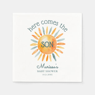 Here Comes the Son Baby Boy Shower Napkin