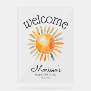 Here Comes the Son Baby Boy Shower Welcome Acrylic Sign