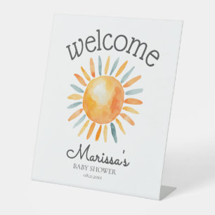 Here Comes the Son Baby Boy Shower Welcome Pedestal Sign