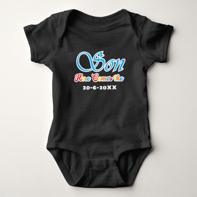 Here comes the son Baby shower Bodysuit (Front)