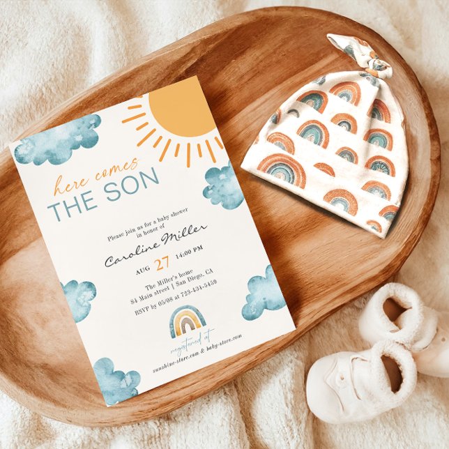 Here Comes The Son Baby Shower Boy  Invitation (Creator Uploaded)
