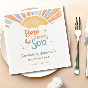 Here Comes the Son Baby Shower Boy Sun Napkin