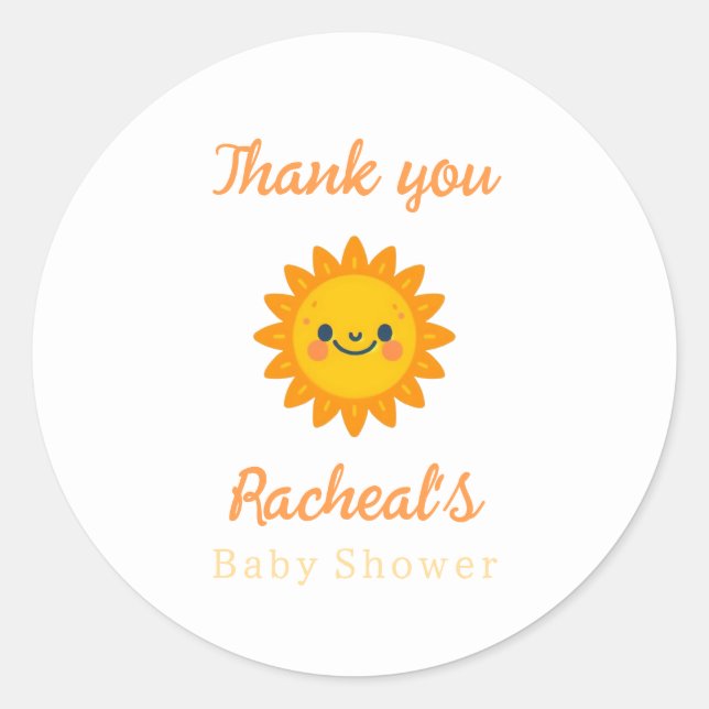 Here comes the son Baby Shower Classic Round Sticker (Front)