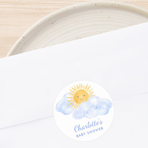 Here Comes the Son Baby Shower Classic Round Sticker