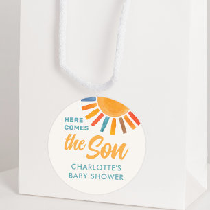 Here Comes The Son Baby Shower Classic Round Sticker