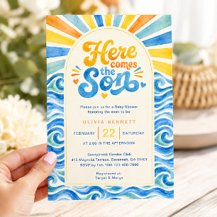 Here Comes The Son Baby Shower Coastal Sunshine Invitation