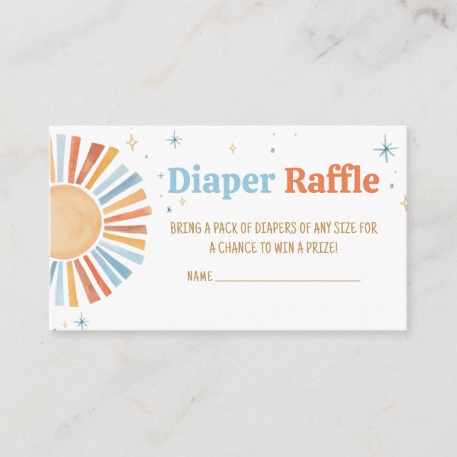 Here Comes the Son Baby Shower Diaper Raffle Enclosure Card (Front)