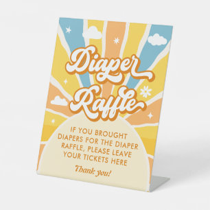 Here Comes the Son Baby Shower Diaper Raffle Pedestal Sign