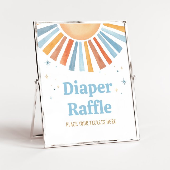 Here Comes the Son Baby Shower Diaper Raffle Poster (Boho Sunshine Baby Shower Diaper Raffle Sign)