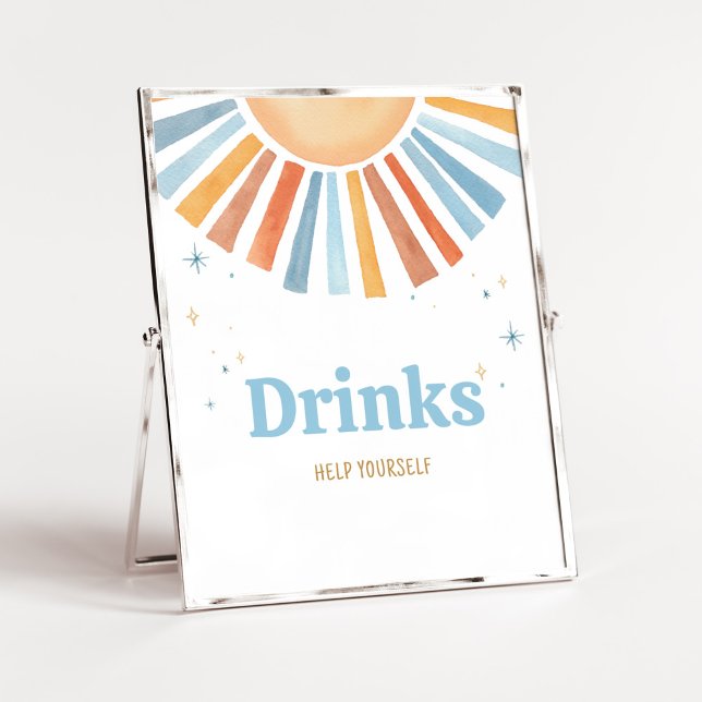 Here Comes the Son Baby Shower Drinks Poster (Boho Sunshine Baby Shower Drinks Sign)