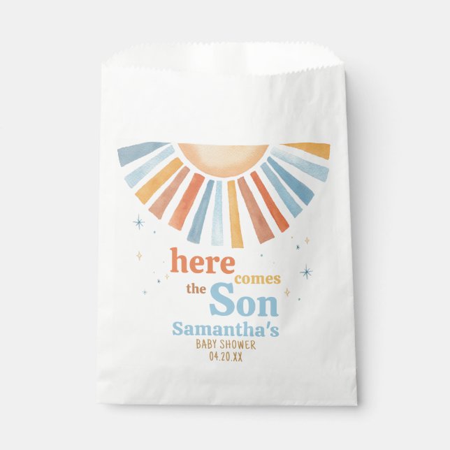Here Comes the Son Baby Shower  Favour Bags (Front)