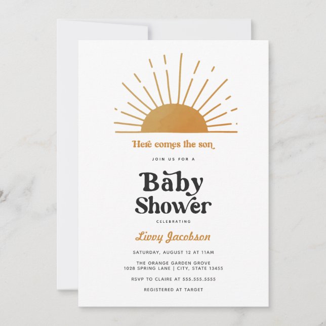 Here Comes The Son Baby Shower Invitation (Front)