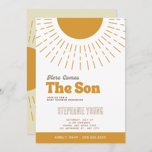 Here Comes The Son Baby Shower Invitation (Front/Back)