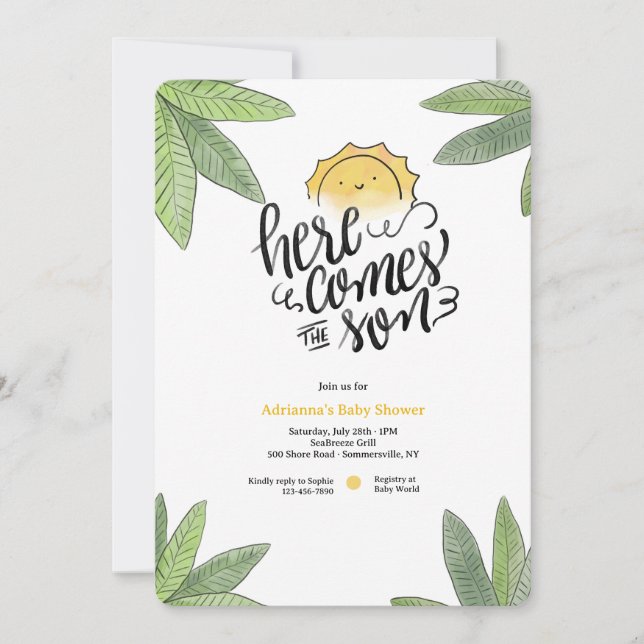 Here Comes the Son Baby Shower Invitation (Front)