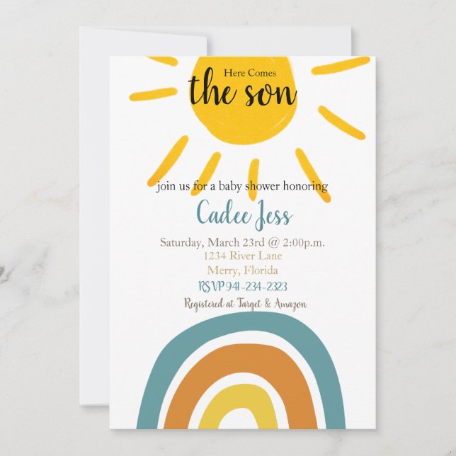 Here Comes the Son Baby Shower Invitation (Front)