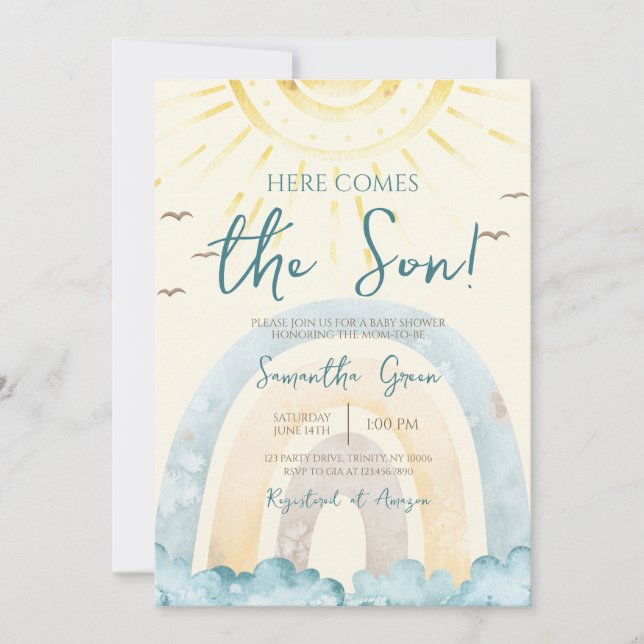 Here Comes the Son Baby Shower Invitation (Front)