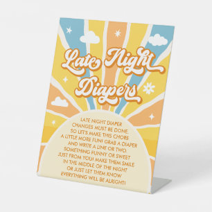Here Comes the Son Baby Shower Late Night Diapers Pedestal Sign