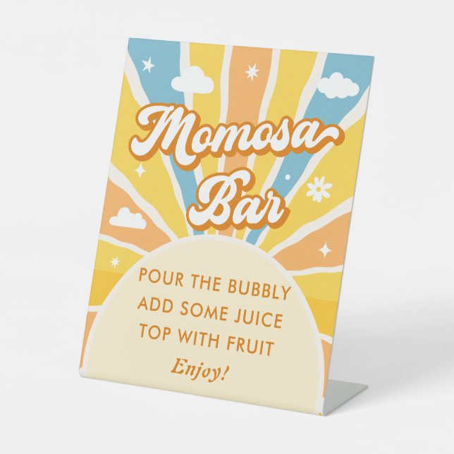 Here Comes the Son Baby Shower Momosa Bar Pedestal Sign (Front)
