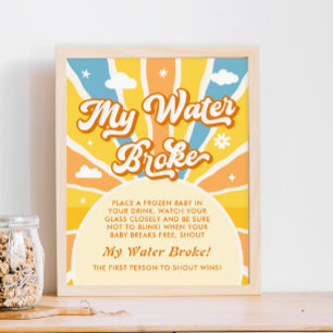 Here Comes the Son Baby Shower My Water Broke Game Poster