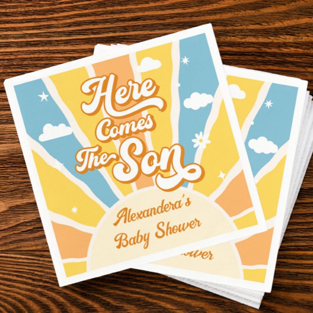Here Comes the Son Baby Shower Napkin (Creator Uploaded)