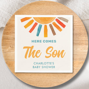 Here Comes The Son Baby Shower Napkin
