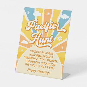 Here Comes The Son Baby Shower Pacifier Hunt Game Pedestal Sign