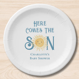 Here Comes The Son Baby Shower Paper Plate