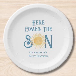 Here Comes The Son Baby Shower Paper Plate