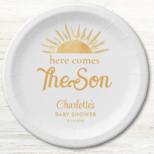 Here Comes The Son Baby Shower Paper Plate