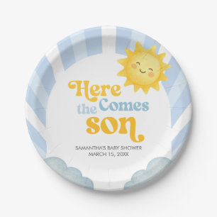 Here Comes the Son Baby Shower Paper Plate