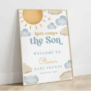 Here Comes The Son Baby Shower Poster