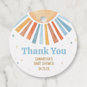 Here Comes the Son Baby Shower Round Favour Tags