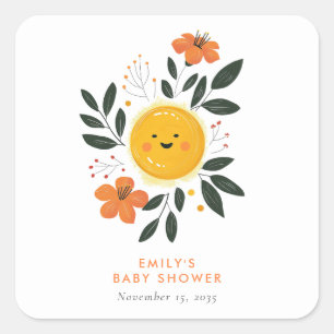 Here Comes the Son Baby Shower Square Sticker