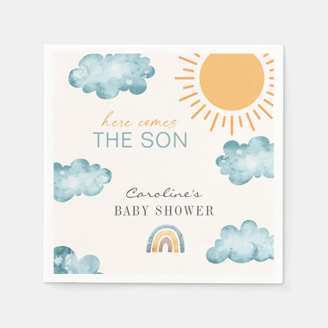 Here Comes The Son Baby Shower Sunshine Napkin (Front)