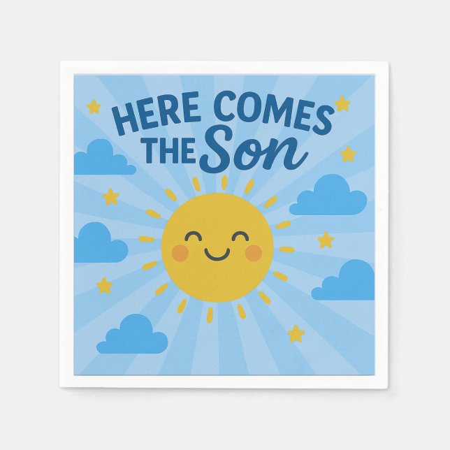 Here Comes the Son Baby Shower- Sunshine  Napkin (Front)
