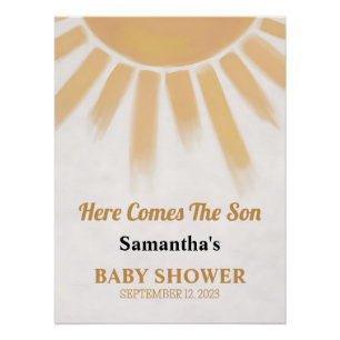 Here Comes The Son Baby Shower Sunshine Poster