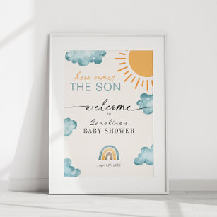 Here Comes The Son Baby Shower Sunshine Welcome  Poster