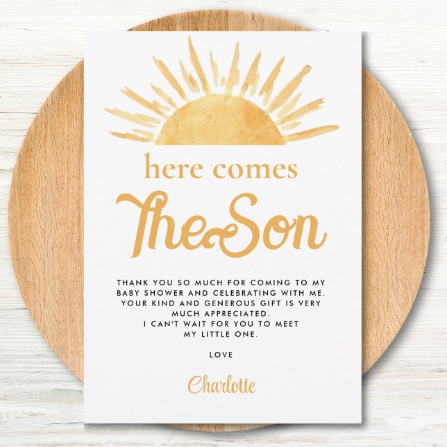 Here Comes The Son Baby Shower Thank You  (Creator Uploaded)