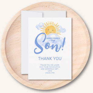 Here Comes The Son Baby Shower  Thank You Card