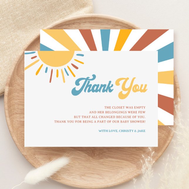 Here Comes The Son Baby Shower Thank You Card (Creator Uploaded)