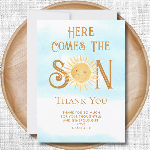 Here Comes The Son Baby Shower Thank You Card