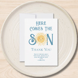Here Comes The Son Baby Shower Thank You Card