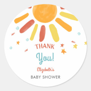 Here Comes The Son Baby Shower Thank you Custom Classic Round Sticker