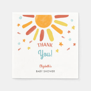 Here Comes The Son Baby Shower Thank you Custom Napkin