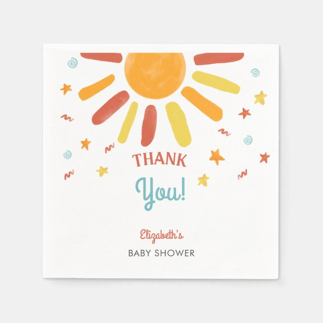 Here Comes The Son Baby Shower Thank you Custom Napkin (Front)