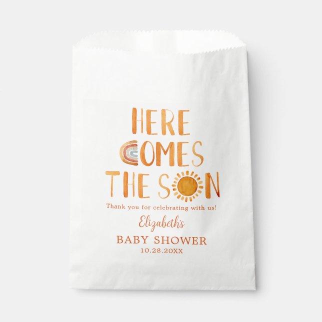 Here Comes The Son Baby Shower Thank You Favour Bags (Front)