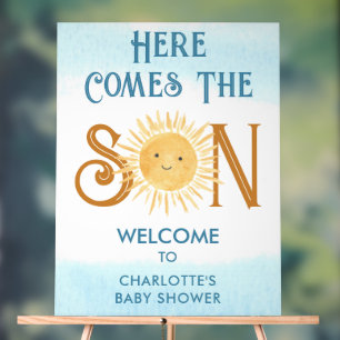 Here Comes The Son Baby Shower Welcome Acrylic Sign